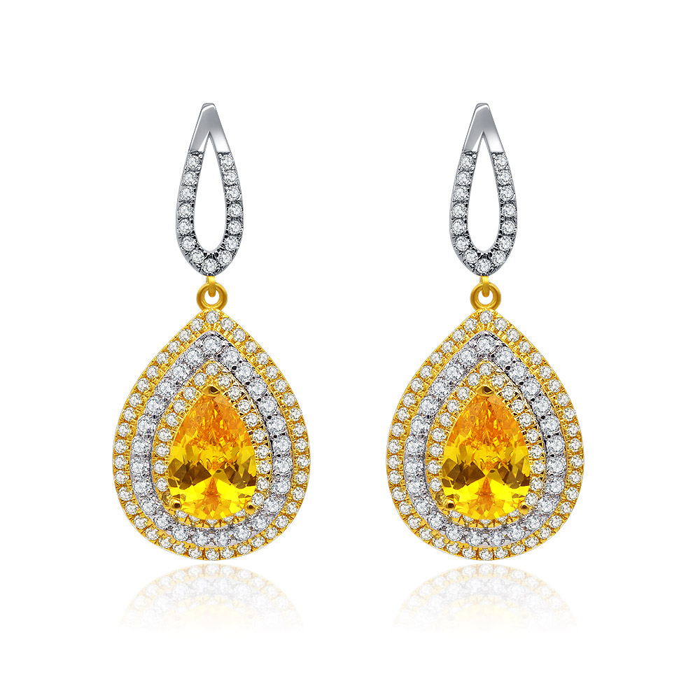 Enticing Bright Yellow Topaz Drop Earrings